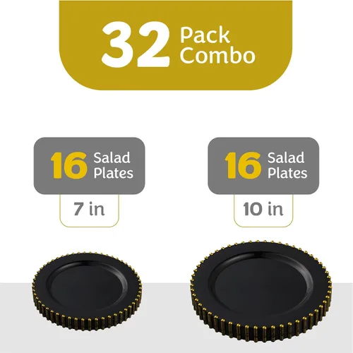 Miniatura 5 de Plasticpro - Juego de platos combinados de 32 piezas de plástico para cena, platos desechables de plástico elegantes y resistentes para fiestas de 7