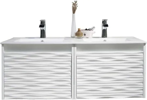 Miniatura 17 de BLOSSOM Tocador de baño blanco de 48 pulgadas con fregadero, tocador de baño flotante de madera con fregadero de 48 pulgadas, espejo, gabinete
