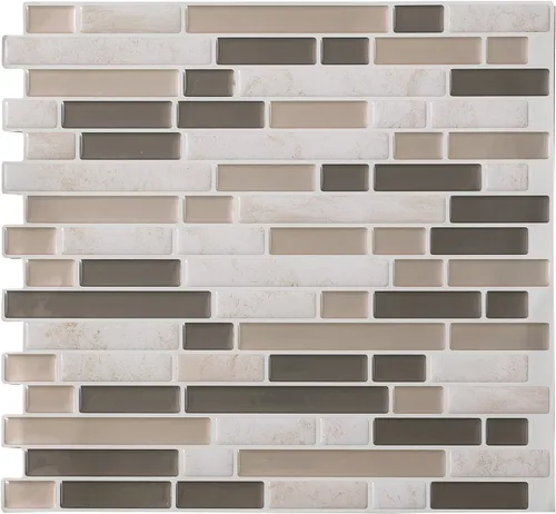 Miniatura 6 de Tack Tile Pelar y pegar protector contra salpicaduras de vinilo (mosaico mixto gris)