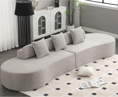 Miniatura 10 de Sofá curvo de 130.5 pulgadas para sala de estar, moderno sofá modular minimalista en nube, sofá de gran tamaño comprimido sin hueso de 3 plazas