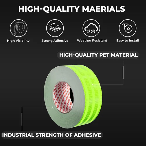 Miniatura 6 de SWRT Cinta Reflectante de 2 Pulgadas X 30 Pies para Exteriores Impermeable DOT-C2 Resistente a la Decoloración Verde Fluorescente Reflectante