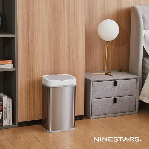 Miniatura 8 de Ninestars NPT-15-1WH Bote de basura automático con sensor de movimiento sin contacto con tapa, 4 galones/15 L, blanco, plástico