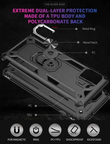 Miniatura 6 de Motorola One 5G Funda para teléfono celular, funda protectora híbrida de policarbonato duro suave TPU a prueba de golpes, soporte de anillo