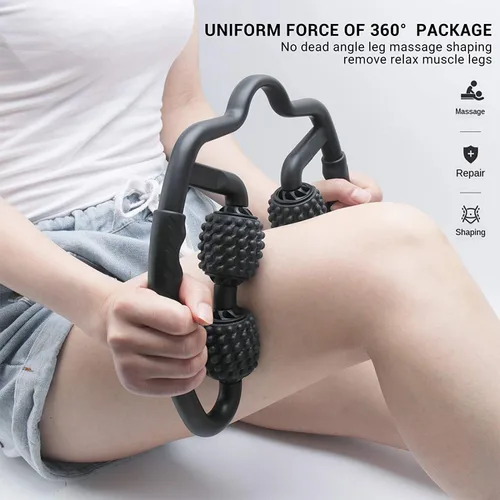 Miniatura 3 de Masajeador muscular de rodillo de espuma de 4 ruedas para piernas, cuello, mano, brazo, punto de activación, masajeador de relajación muscular