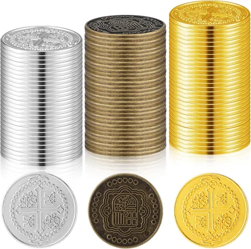 Hanaive 50 Piezas Monedas de Metal del Tesoro Monedas Piratas de Metal Monedas de Oro Falsas Fichas de Juego Doblón Español Fichas del Tesoro