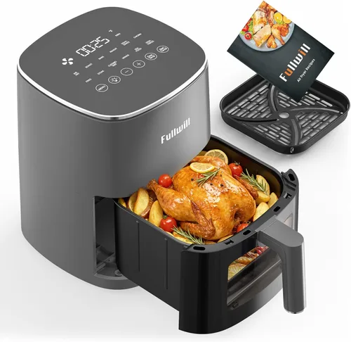 Miniatura 10 de Fullwill Freidora de aire 6QT con ventana visible, cesta antiadherente y apta para lavavajillas, freidora de aire multifunción 12 en 1, asar, Negro