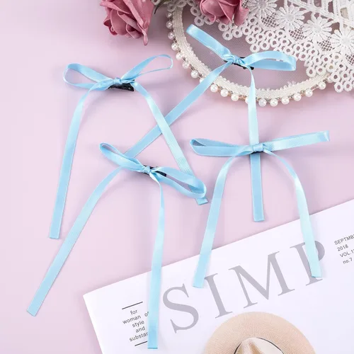 Miniatura 7 de HINZIC 18 pinzas para el cabello con lazo azul de 4.3 pulgadas, cintas largas para Halloween, rave, Navidad, boda, graduación, pasadores de pelo