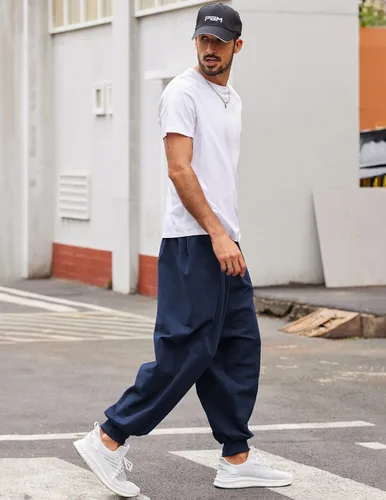 Miniatura 2 de COOFANDY Pantalones de harén hippie para hombre, holgados, de lino, bohemio, para yoga, casual, con entrepierna caída, pantalones