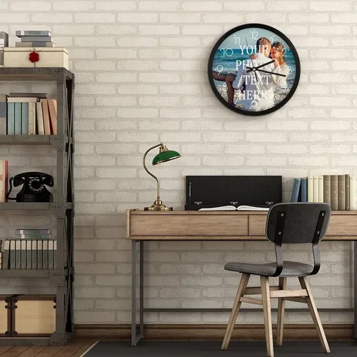 Miniatura 6 de Reloj de pared personalizado, reloj de pared personalizado con foto/imagen, texto, reloj sin tictac, silencioso, reloj de pared digital Estilo 1