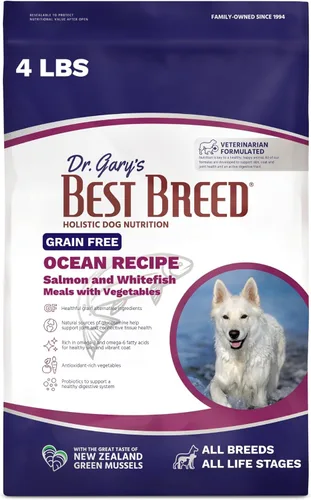 Dr. Gary's Best Breed - Receta oceánica sin cereales cocinada a fuego lento en Estados Unidos, alimento seco natural para perros para todas las