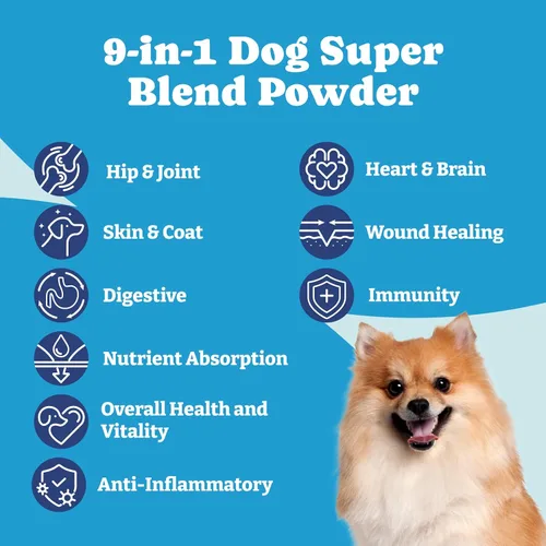 Miniatura 2 de Suplementos para perros, suplementos para perros, súper mezcla en polvo 9 en 1, vitaminas para perro, con polvo de pescado de Islandia, apoyo a