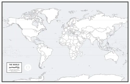 Póster grande de mapa del mundo en blanco, laminado, 36 x 24 pulgadas, gran mapa de pared en blanco para aula o estudio en casa, marcador de borrado