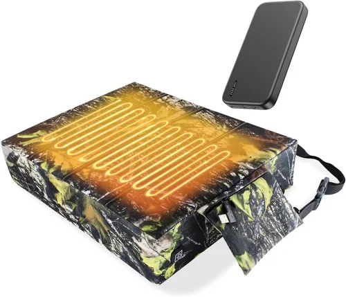 Heated Hunting Seat Cushion Pad Thermal Hunting Seat with 10000 mAh Power Bank Adjustable Temperature Hunting Hot Seat Cushion for Tree