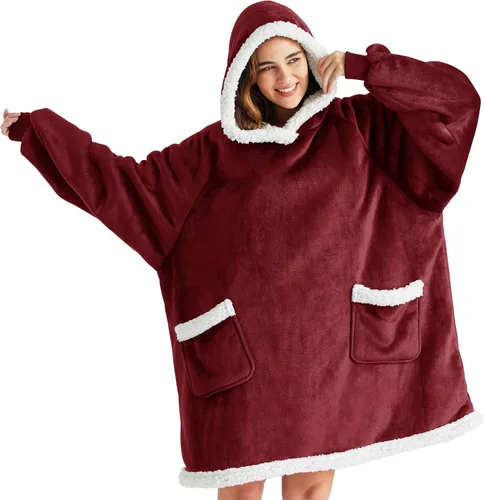 Miniatura 29 de Bedsure Manta con Capucha, Manta Portátil con Capucha como Regalos para Mamá, Regalos de Cumpleaños para Mujeres, Niños y Adolescentes, Sudadera