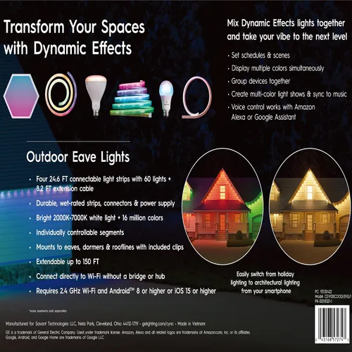 Miniatura 2 de Luces de cornisa inteligentes Cync para exteriores con efectos dinámicos de 100 pies