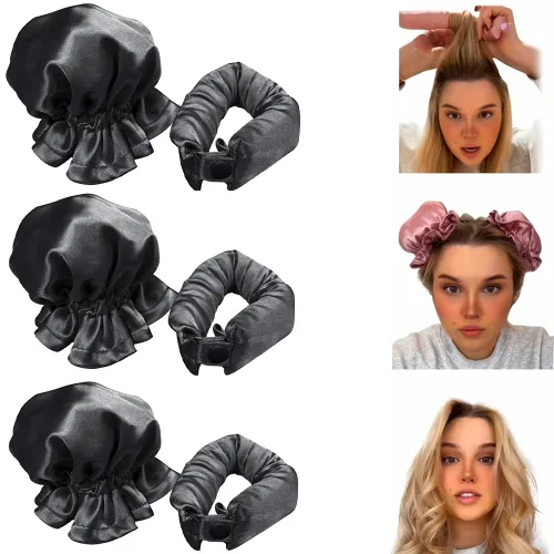 Nuevo juego de rizadores de cabello de satén para rizos nocturnos sin calor, rodillos de pelo con gorras para cabello largo, rizadores de dormir