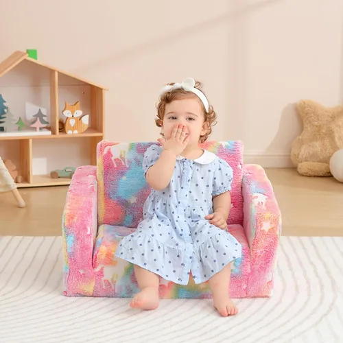 Miniatura 6 de Sofá plegable para niños pequeños, silla plegable con manta, sofá abatible para niños, sofá convertible que brilla en la oscuridad, regalo
