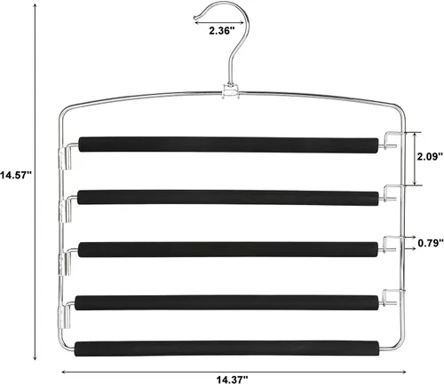 Miniatura 5 de TOPIA HANGER Perchas para pantalones que ahorran espacio, paquete de 3 organizadores de pantalones con brazo oscilante para armario, organizador