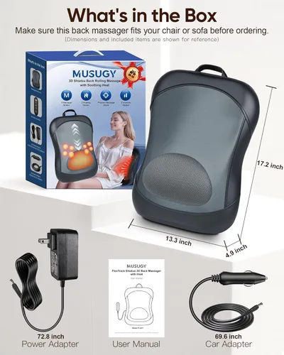 Miniatura 8 de Masajeador de espalda Shiatsu con calor: Masaje con rodamiento hacia arriba y hacia abajo, masajeador de amasamiento para aliviar el dolor
