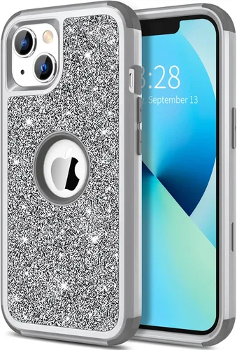 Miniatura 9 de Hython Funda para iPhone 13 Funda con Purpurina, Bonita Cubierta Brillante Resplandeciente con Brillo, Resistente 3 en 1 Híbrida de PC Duro TPU