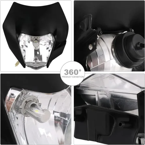 Miniatura 5 de AnXin Faro delantero universal para motocicleta SX SXF XC XCW EXC XCF CRF YZF KLX RMZ TX 50 85 125 150 250 300 350 450 500 525 Enduro Supermoto negro