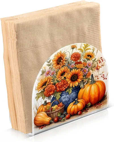Miniatura 29 de Servilletero de acrílico transparente con girasol y mariposa, servilletero, dispensador de mesa de comedor para cocina, restaurante, decoración