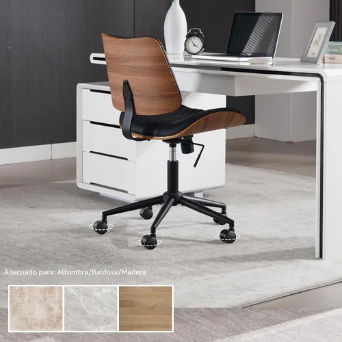 Miniatura 7 de Silla de escritorio para oficina en casa sin brazos con ruedas, silla de escritorio pequeña de altura ajustable, silla de computadora giratoria 360