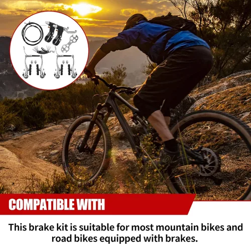Miniatura 6 de Juego completo de frenos de bicicleta, cables de pinzas internas y externas, kit de palancas, frenos universales para bicicleta de montaña delantera