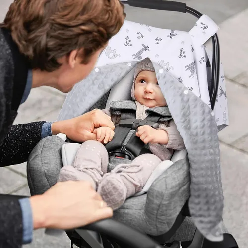 Miniatura 3 de Metplus Funda para asiento de cochecito de bebé 2 en 1, toldo para asiento de bebé, funda para lactancia para mamás, fundas para portabebés Minky