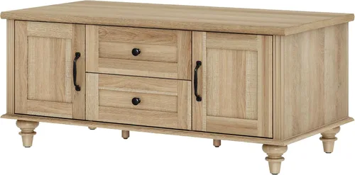 Miniatura 9 de WAMPAT - Mesa de café de granja con gabinete de almacenamiento, mesas de café de madera para la sala de estar, mesa de té rústica rectangular