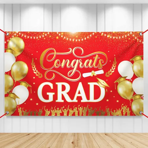 Miniatura 13 de KatchOn, XtraLarge - Cartel de graduación de felicitaciones – 72 x 44 pulgadas, fondo de graduación morado y dorado Decoraciones de graduación