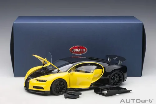 Miniatura 6 de Autoart Bugatti Chiron Jaune Molsheim Amarillo y Nocturne Negro Modelo 1/18