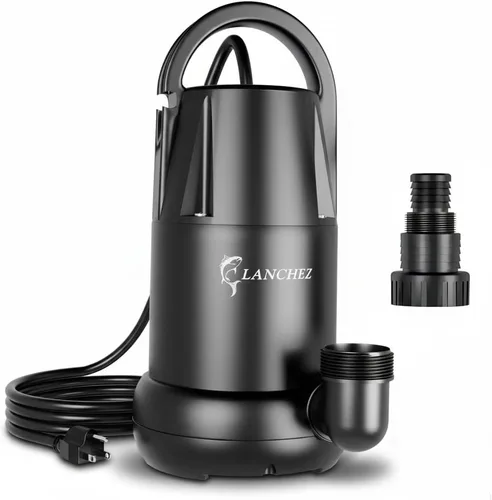LANCHEZ Bomba de sumidero de 1 HP 4700 GPH Bomba de agua sumergible termoplástica portátil bomba de alto flujo de eliminación de agua para piscina,