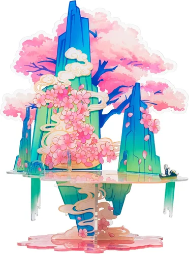 MU Rompecabezas de metal 3D Peach Blossom Palace Fairyland, kit de modelo para adultos para construir base, kit de bricolaje para regalo de