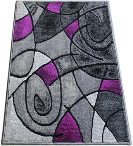 Miniatura 7 de Masada Rugs, Alfombra moderna y contemporánea, color morado, gris y negro (2 pies x 3 pies)