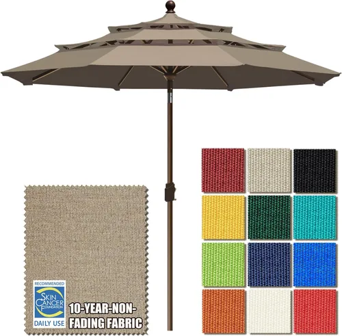 Miniatura 31 de EliteShade USA Sombrilla de Mercado de 10 Años Sin Decoloración de 9 Pies 3 Niveles Sombrilla de Patio Sombrilla de Mesa para Exteriores con Beige