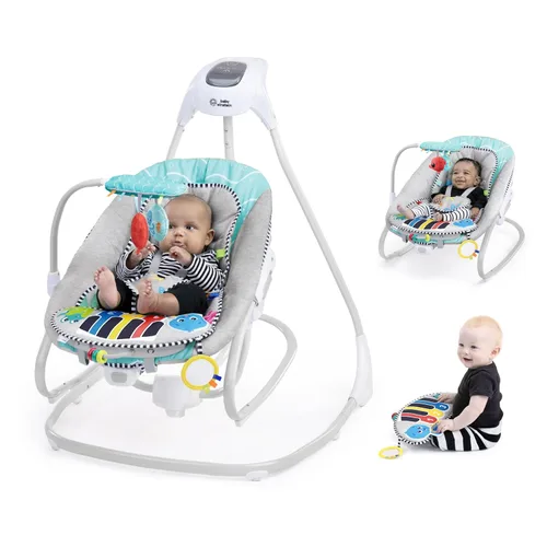 Baby Einstein Explorers Kick to It - Columpio y balancín musical 4 en 1 para bebé, con juguete de piano extraíble, a partir de 0 meses Patada a ella