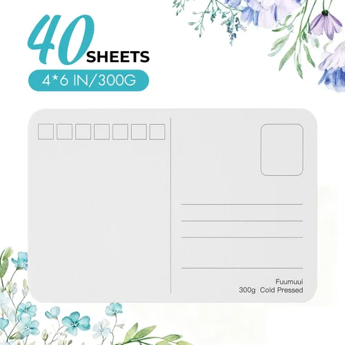 Miniatura 2 de Fuumuui 40 tarjetas postales de acuarela en blanco de 4 x 6 pulgadas, 140 libras/300 gsm, papel de arte 100% algodón prensado en frío para pintura