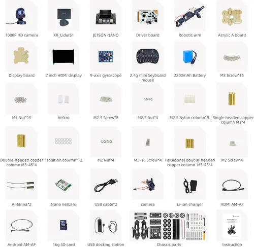 Miniatura 8 de Jetson Nano AI Robot Kit con Rplidar A1 Radar ROS Smart Tank Car DIY Robot Arm Kit de bricolaje SLAM Mapas de construcción, navegación autónoma