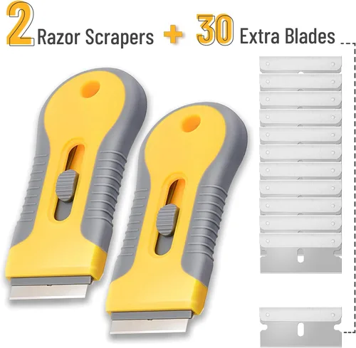 Miniatura 2 de Bates- Raspador de hoja de afeitar, paquete de 2, juego de raspador de afeitar con 30 cuchillas adicionales, raspador de afeitar, raspador