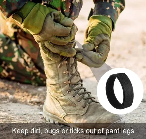 Miniatura 4 de Correas negras elásticas militares para botas vaqueras, correas tácticas ajustables militares para caza, jardinería, senderismo, ciclismo, pesca, 4