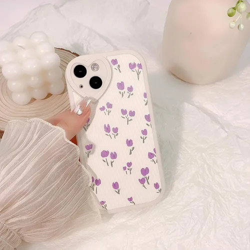 Miniatura 4 de Lovmooful Funda compatible con iPhone 13, diseño floral con lente de amor, protector de parachoques para niñas y mujeres, TPU suave a prueba
