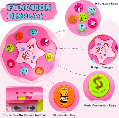 Miniatura 5 de M SANMERSEN Juguetes para bebés niña de 6-12 meses - Juguetes musicales con proyector giratorio de océano para bebés de 12-18 meses, juguetes Rosa