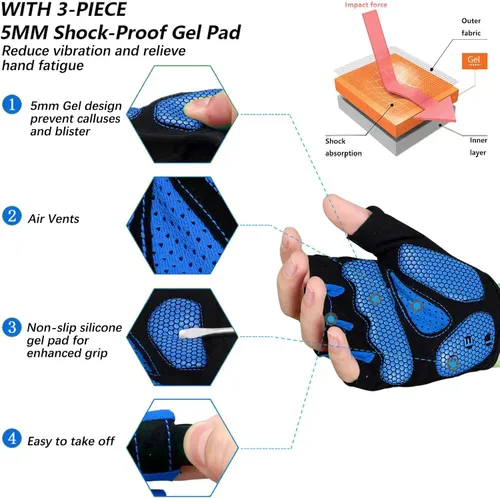 Miniatura 2 de MOREOK - Guantes para bicicleta de montaña (MTB) y ciclismo de descenso (DH), para hombres, de medio dedo, con almohadilla de gel que absorbe