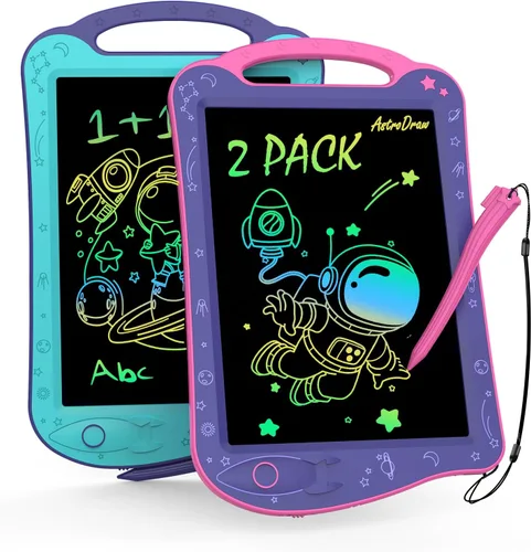 Miniatura 9 de [Certificado por ClimatePartner] HOMESTEC Astrodraw - Bloc de dibujo LCD colorido para niños, tablero de garabatos para niños de 3, 4, 5, 6 años