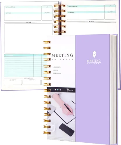 Miniatura 11 de Cuaderno de Reuniones para Trabajo con Elementos de Acción 5.5×8.5 Tapa Dura Espiral Planificador de Reuniones para Oficina Negocios Notas