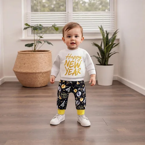 Miniatura 22 de BemeyourBBs Conjunto divertido de sudadera y pantalones de manga larga con letras divertidas para bebé niño y niño