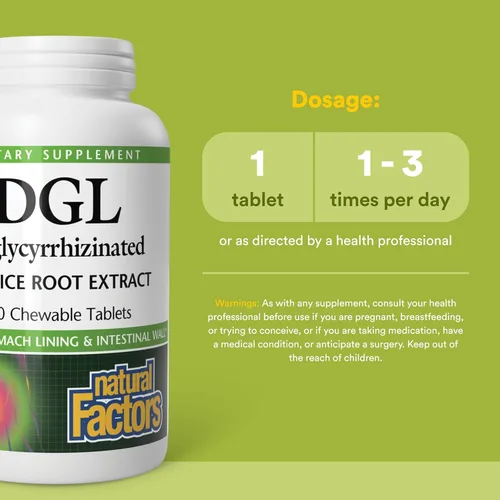 Miniatura 3 de Natural Factors DGL Masticable - Suplemento de apoyo digestivo con extracto de raíz de regaliz - Tabletas masticables que apoyan el revestimiento