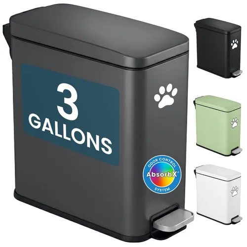 Miniatura 19 de iTouchless Cubo de basura para excrementos de perro de 3 galones/11 litros con tapa y filtro de olor AbsorbX, cubo de basura de acero inoxidable a
