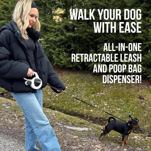 Miniatura 4 de AVANTO - Correa retráctil para perro con linterna, correa de seguridad nocturna LED resistente de 16 pies para perros de hasta 110 libras - 360° sin